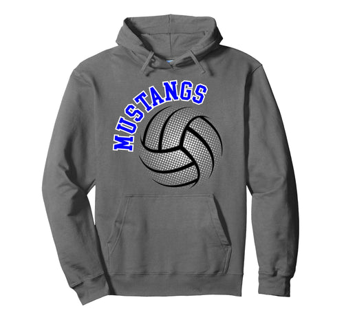 Mustangs Volleyball Mom Game Day Blue Hoodie - Aesthetic Graphic Unisex - T-Shirt, Sweatshirt, Hoodie