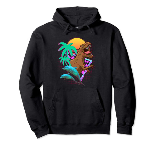 90S 80S T Rex Dinosaur Vaporwave Aesthetic Hoodie - Graphic Print Unisex - T-Shirt, Sweatshirt, Hoodie