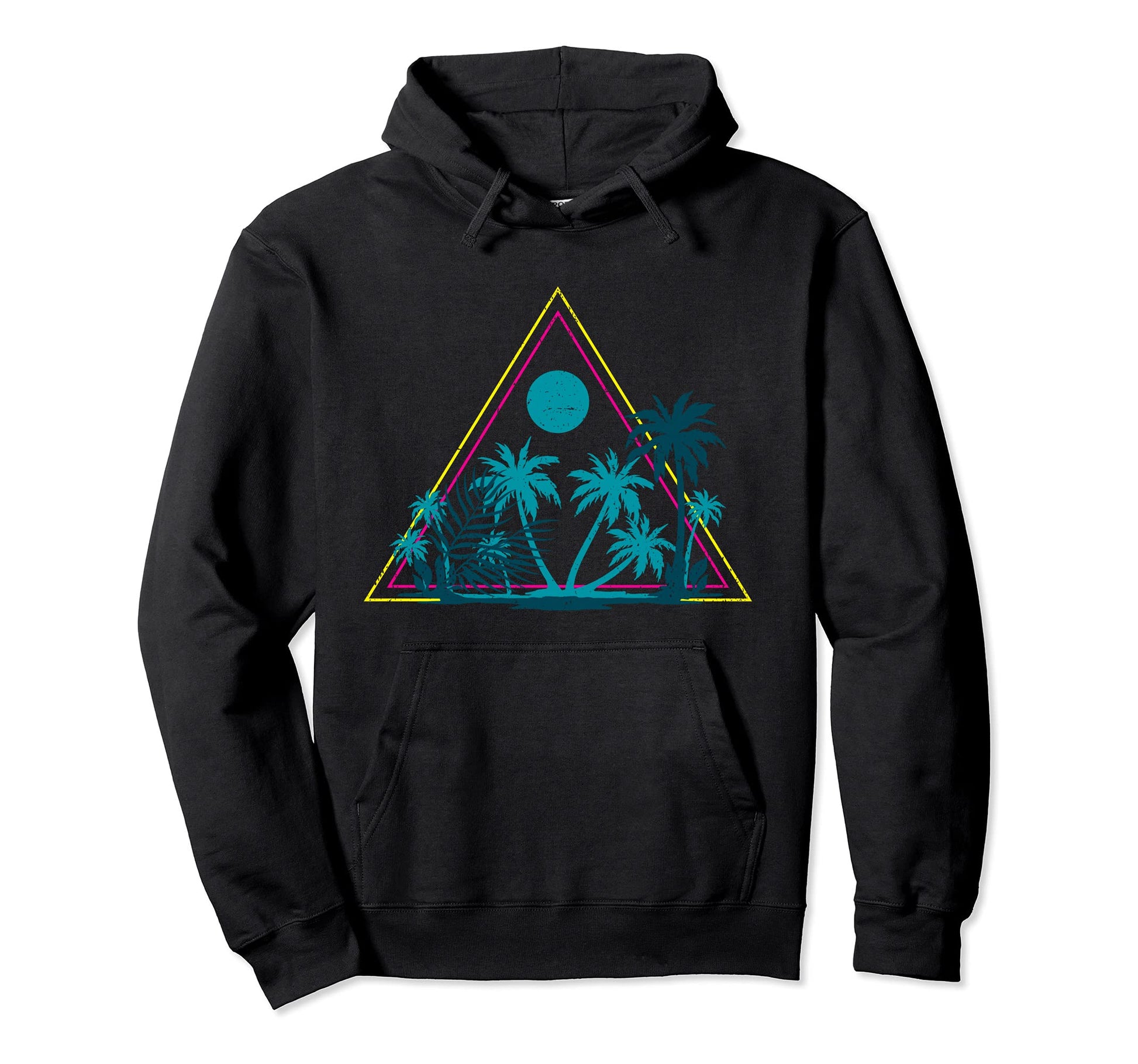 Sunset 80S Palm Trees Beach Tropical Hoodie - Unique Graphic for Adults - T-Shirt, Sweatshirt, Hoodie