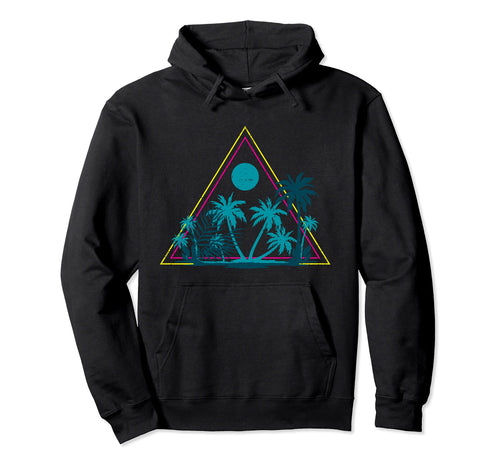 Sunset 80S Palm Trees Beach Tropical Hoodie - Unique Graphic for Adults - T-Shirt, Sweatshirt, Hoodie
