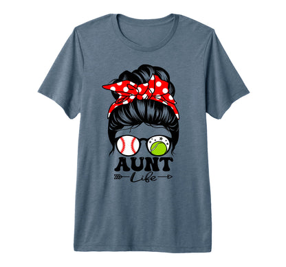 Aunt Life Messy Bun Hair Funny Baseball T-Shirt - Minimalist Print Unisex - T-Shirt, Sweatshirt, Hoodie