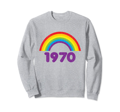 70S Tshirts 1970 Rainbow Rough Sweatshirt - Graphic Print Unisex - T-Shirt, Sweatshirt, Hoodie