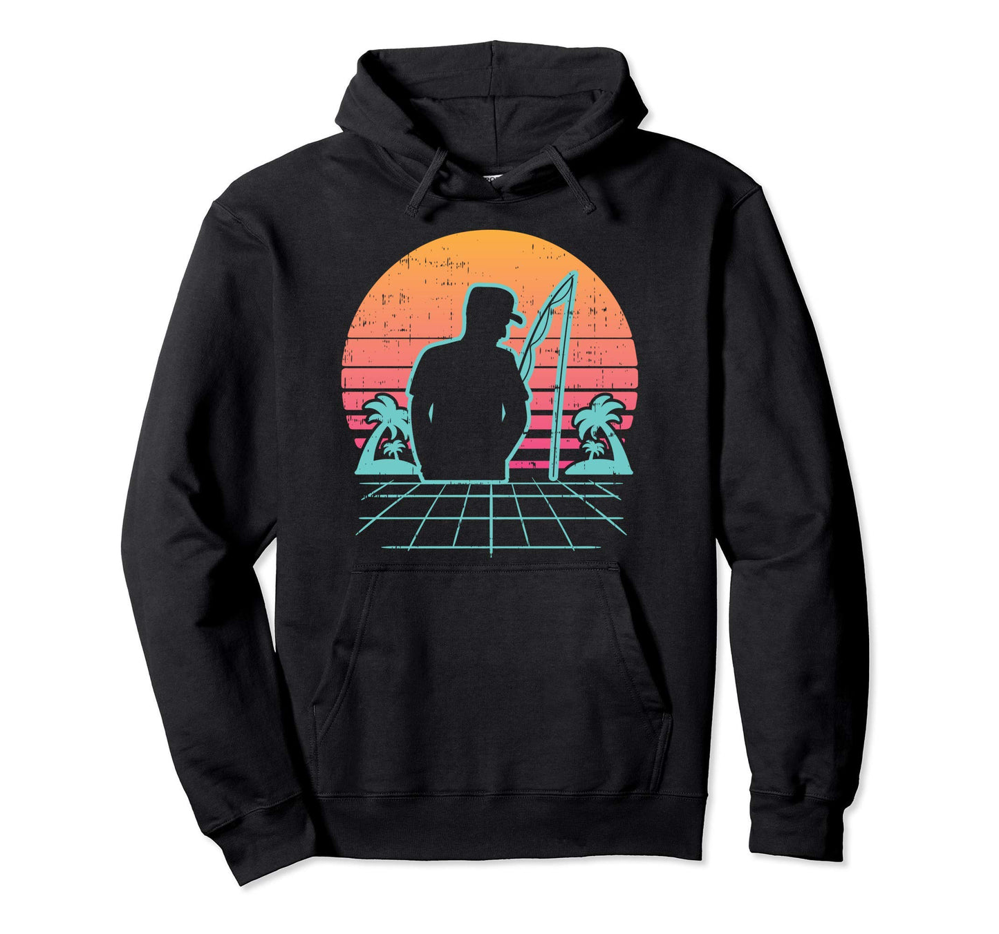 Vaporwave Aesthetic Fisherman 80S Hoodie - Fun Novelty Design Men Women - T-Shirt, Sweatshirt, Hoodie
