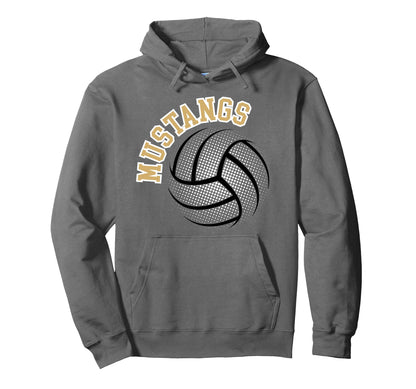 Mustangs Volleyball Mom Game Day Hoodie - Casual Everyday Wear Men Women - T-Shirt, Sweatshirt, Hoodie