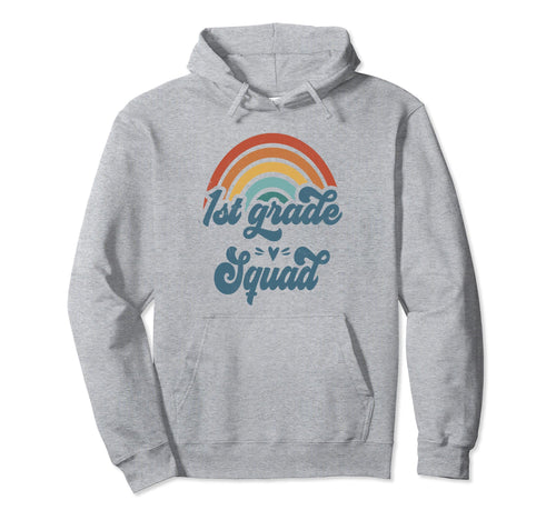 1St Grade Squad Groovy Rainbow Teacher Hoodie - Unique Graphic for Adults - T-Shirt, Sweatshirt, Hoodie