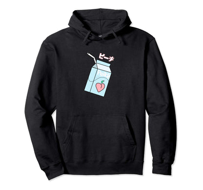 Kawaii Vaporwave Japanese Peach Milk Hoodie - Minimalist Print Unisex - T-Shirt, Sweatshirt, Hoodie