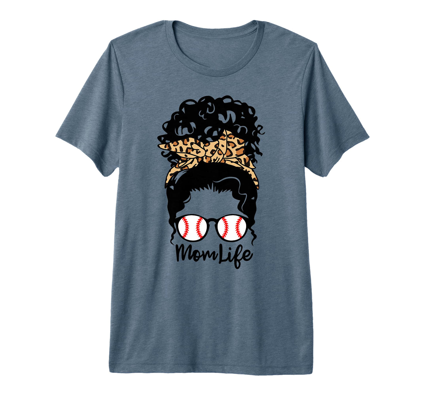 Mom Life Messy Bun Curly Hair Baseball T-Shirt - Trendy Graphic for Adults - T-Shirt, Sweatshirt, Hoodie