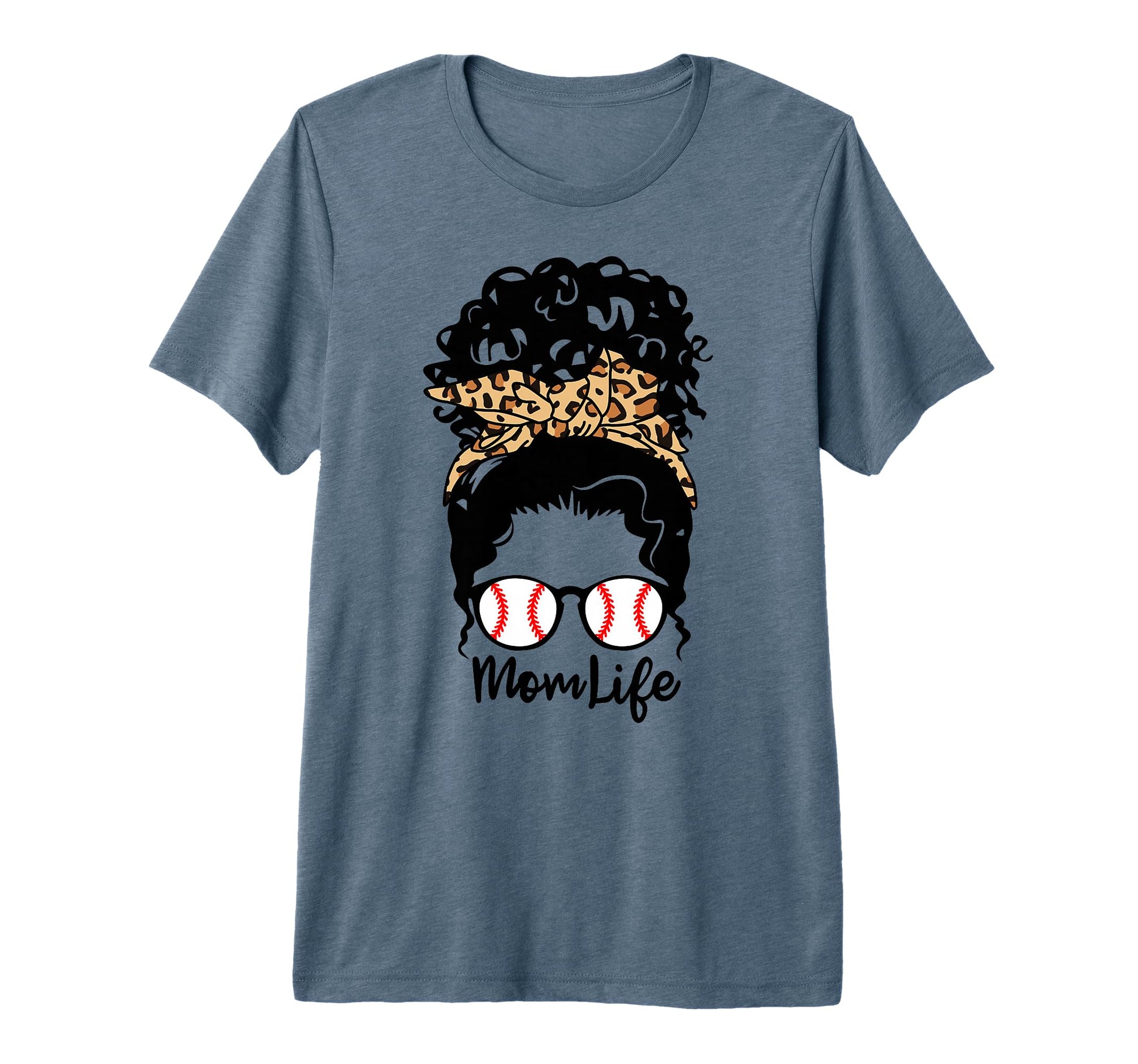 Mom Life Messy Bun Curly Hair Baseball T-Shirt - Trendy Graphic for Adults - T-Shirt, Sweatshirt, Hoodie