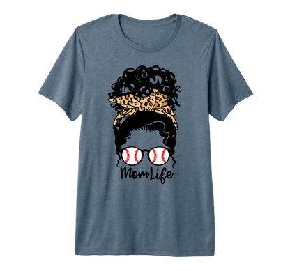 Mom Life Messy Bun Curly Hair Baseball T-Shirt - Trendy Graphic for Adults - T-Shirt, Sweatshirt, Hoodie
