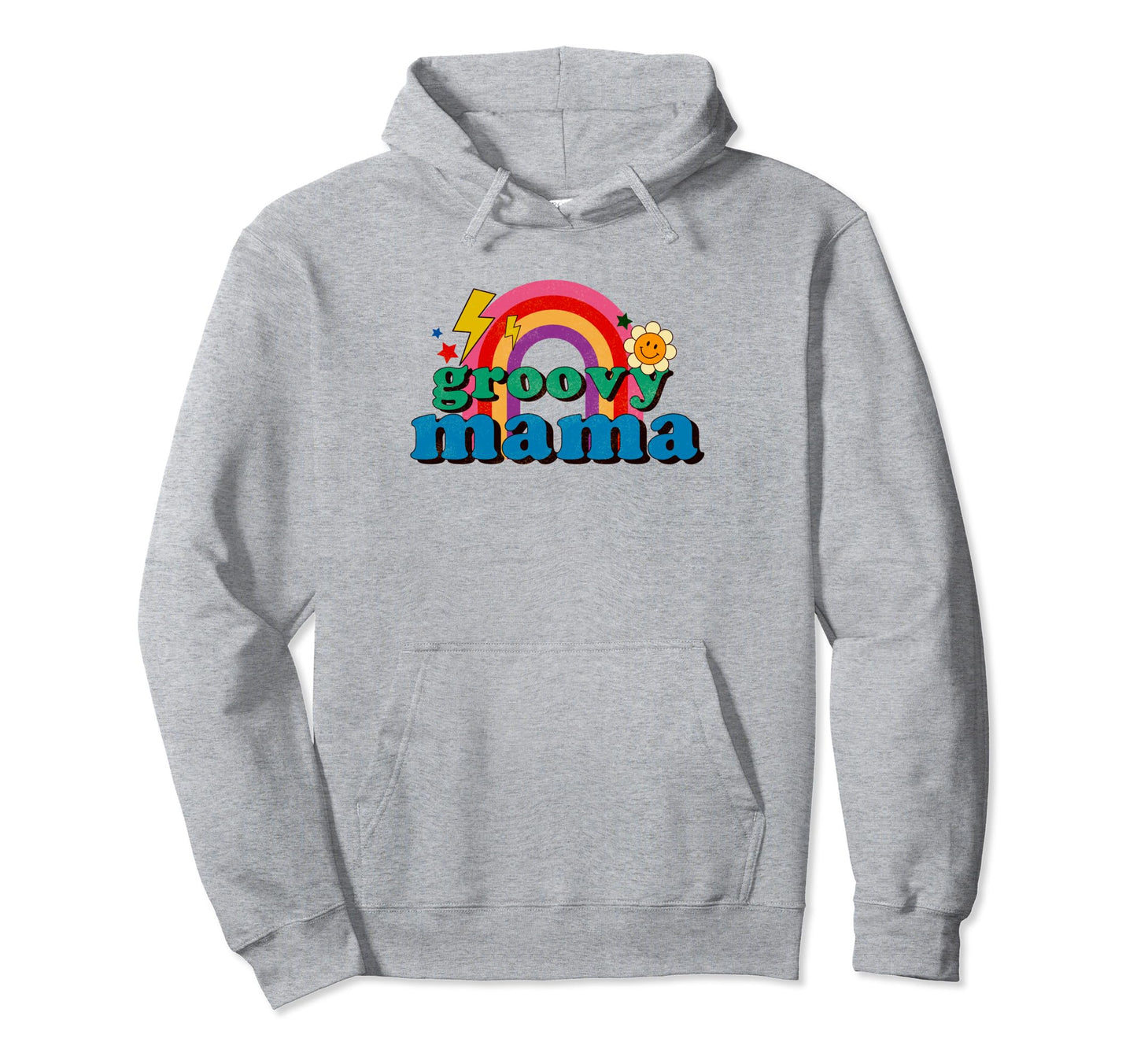 Groovy Mama Rainbow Fun Mothers Day Hoodie - Minimalist Print Men Women - T-Shirt, Sweatshirt, Hoodie