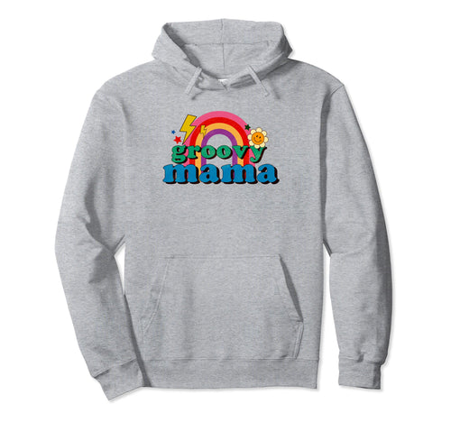 Groovy Mama Rainbow Fun Mothers Day Hoodie - Minimalist Print Men Women - T-Shirt, Sweatshirt, Hoodie