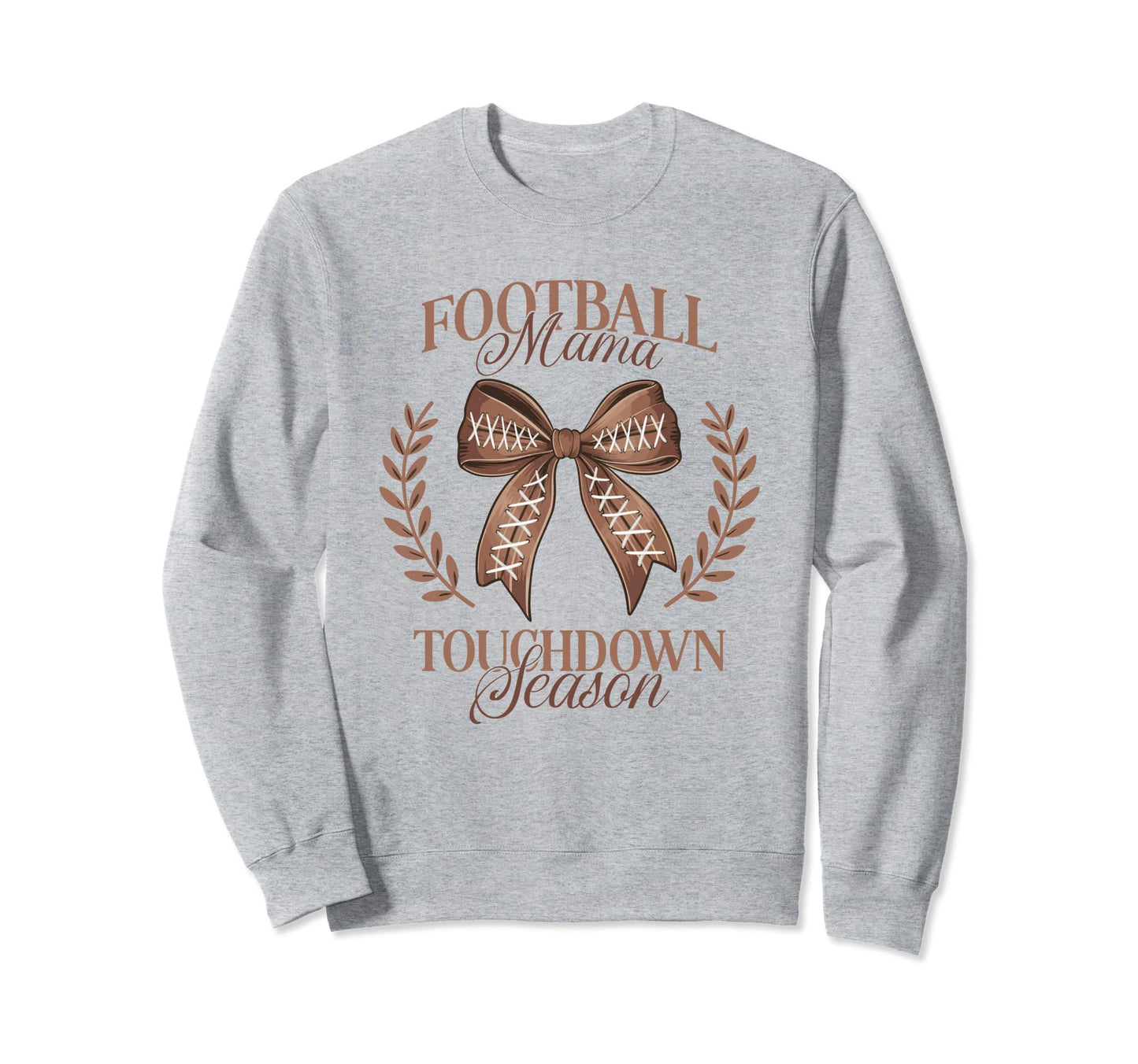 Football Mama Bow Touchdown Season Fall Sweatshirt - Unique Graphic Unisex - T-Shirt, Sweatshirt, Hoodie