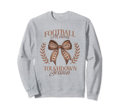 Football Mama Bow Touchdown Season Fall Sweatshirt - Unique Graphic Unisex - T-Shirt, Sweatshirt, Hoodie