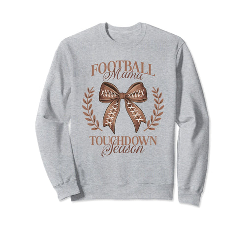 Football Mama Bow Touchdown Season Fall Sweatshirt - Unique Graphic Unisex - T-Shirt, Sweatshirt, Hoodie
