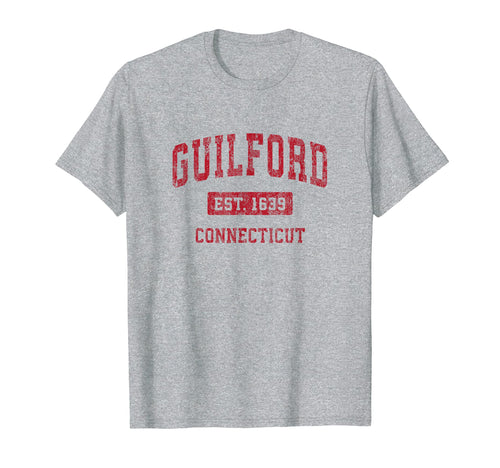 Guilford Connecticut Ct Sports Red T-Shirt - Trendy Graphic for Adults - T-Shirt, Sweatshirt, Hoodie