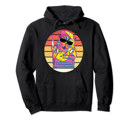 Kitty Dj Cat Tie Dye Rainbow Music Hoodie - Graphic Print for Adults - T-Shirt, Sweatshirt, Hoodie