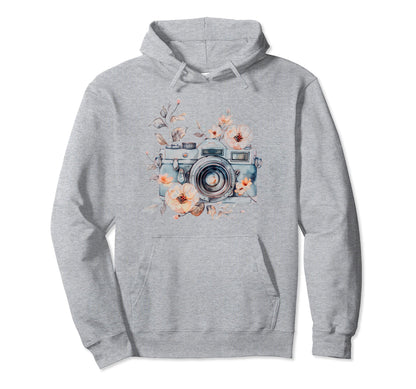 Photographer Camera Flowers Hoodie - Fun Novelty Design Men Women - T-Shirt, Sweatshirt, Hoodie