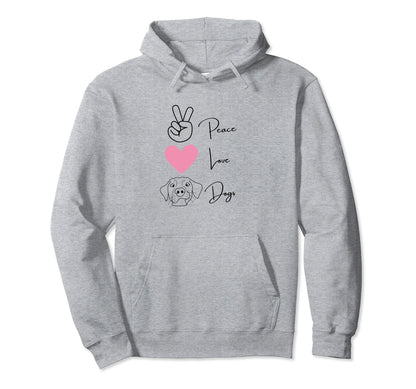 Dog Lover Peace Love Dogs Puppy Hoodie - Casual Everyday Wear Unisex - T-Shirt, Sweatshirt, Hoodie