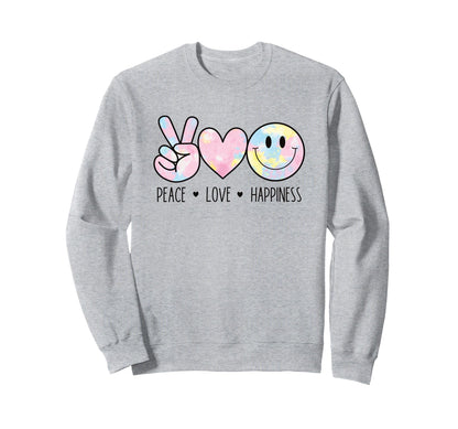 Peace Love Happiness Rainbow Tie Sweatshirt - Streetwear Style for Adults - T-Shirt, Sweatshirt, Hoodie