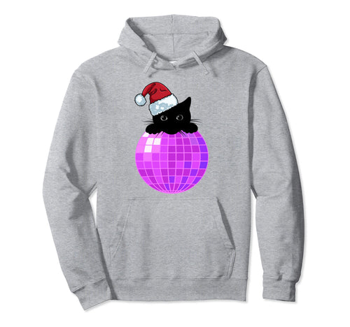 Aesthetic Disco Ball Vaporwave Black Cat Hoodie - Trendy Graphic Men Women - T-Shirt, Sweatshirt, Hoodie