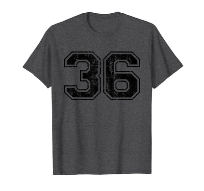 Number 36 Varsity Distressed Sport T-Shirt - Novelty Apparel for Adults - T-Shirt, Sweatshirt, Hoodie