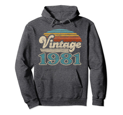 1981 Birthday Rainbow Birth Year Hoodie - Minimalist Print for Adults - T-Shirt, Sweatshirt, Hoodie