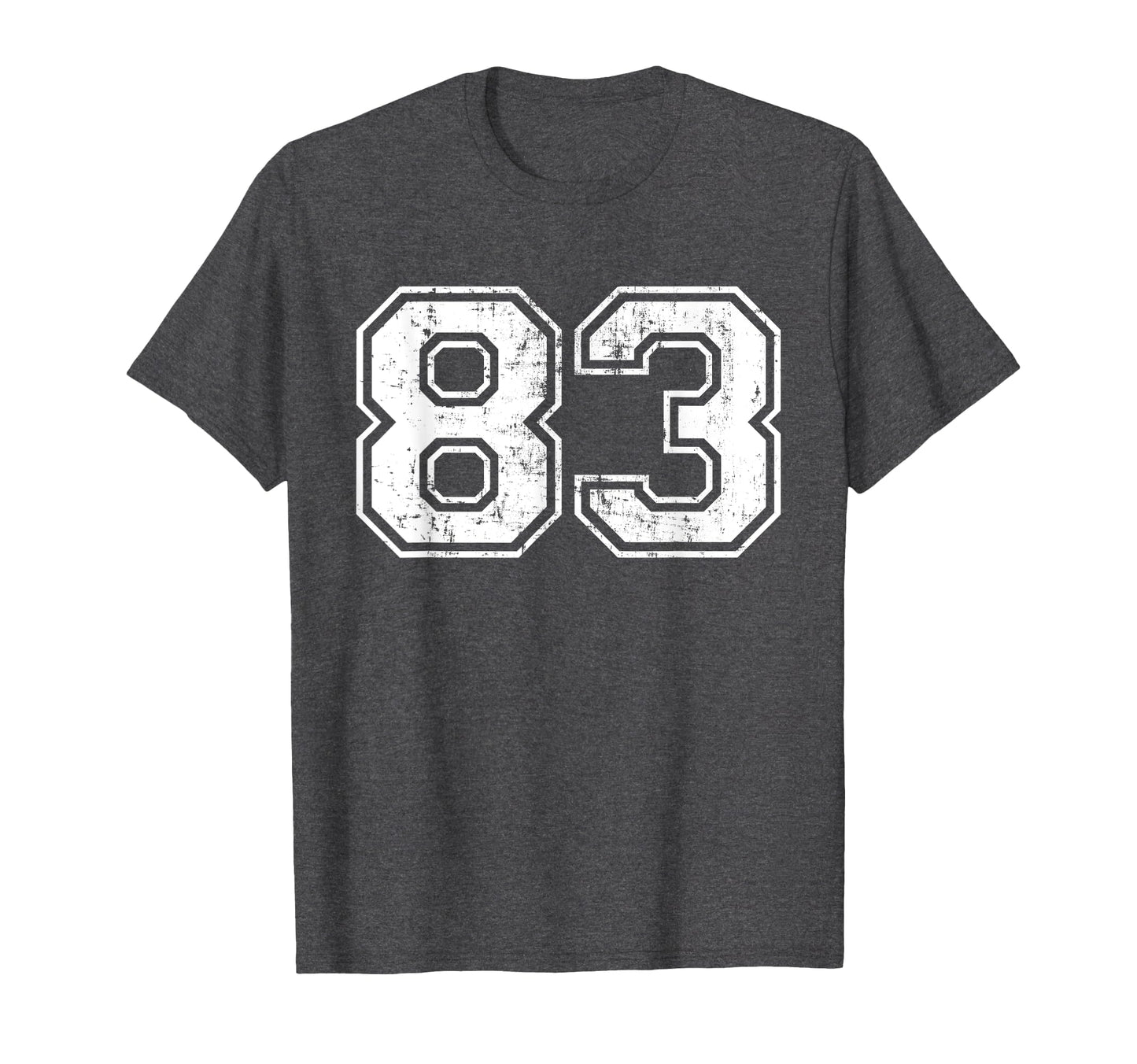 Number 83 Varsity Distressed Sports Team T-Shirt - Graphic Print Unisex - T-Shirt, Sweatshirt, Hoodie