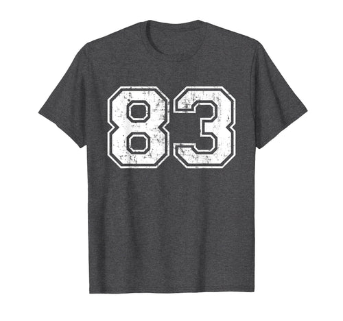 Number 83 Varsity Distressed Sports Team T-Shirt - Graphic Print Unisex - T-Shirt, Sweatshirt, Hoodie