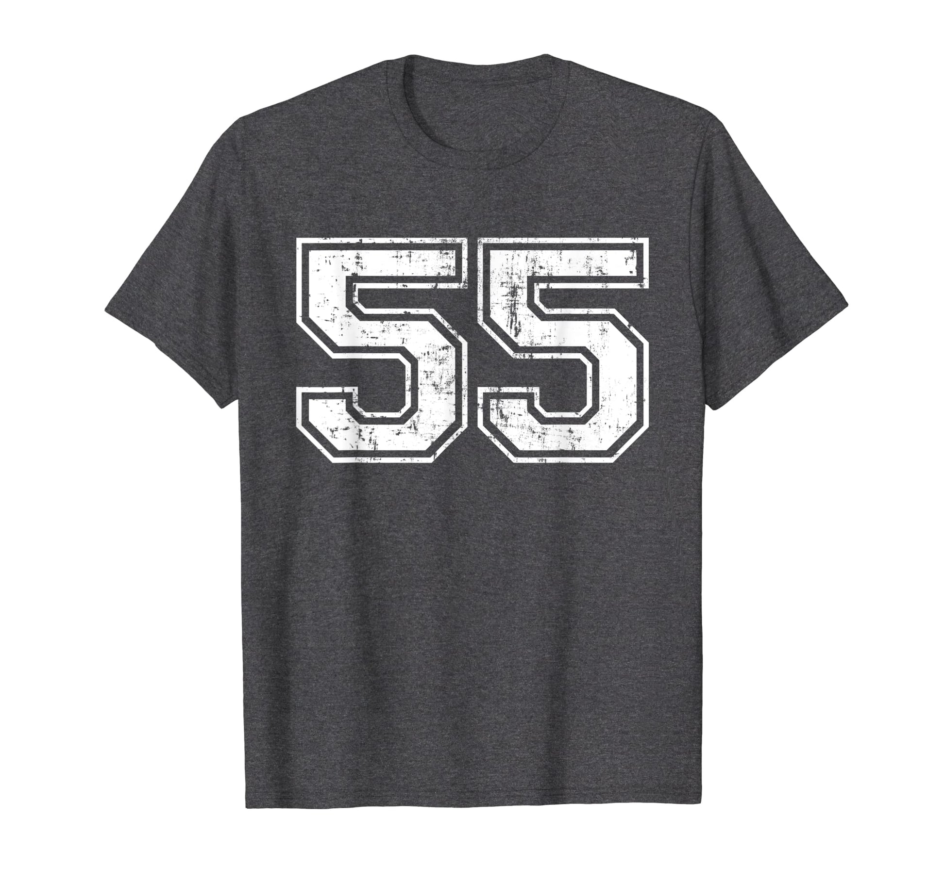 Number 55 Varsity Distressed Sports T-Shirt - Unique Graphic Men Women - T-Shirt, Sweatshirt, Hoodie