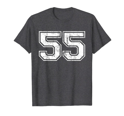Number 55 Varsity Distressed Sports T-Shirt - Unique Graphic Men Women - T-Shirt, Sweatshirt, Hoodie