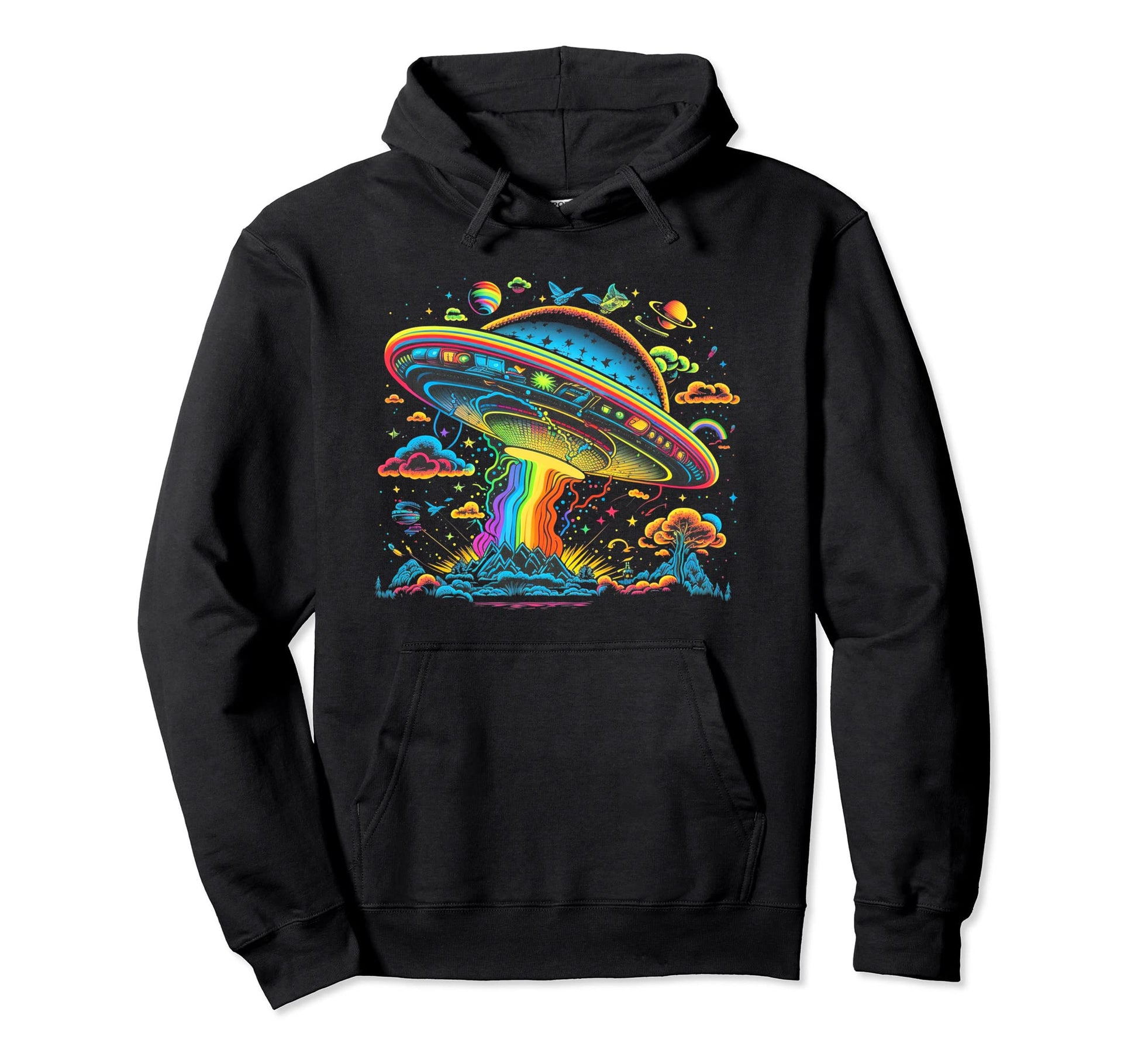 Ufo Funny Alien Mushroom 60S 80S 70S Hoodie - Novelty Apparel Men Women - T-Shirt, Sweatshirt, Hoodie