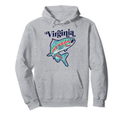 Virginia Rainbow Trout Fishing Hoodie - Graphic Print for Adults - T-Shirt, Sweatshirt, Hoodie