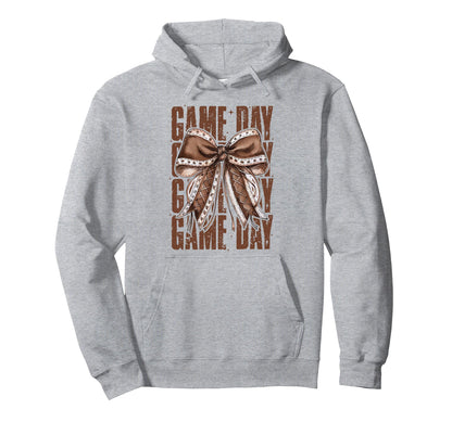 Game Day Football Bow Fall Coquette Bow Hoodie - Minimalist Print Unisex - T-Shirt, Sweatshirt, Hoodie