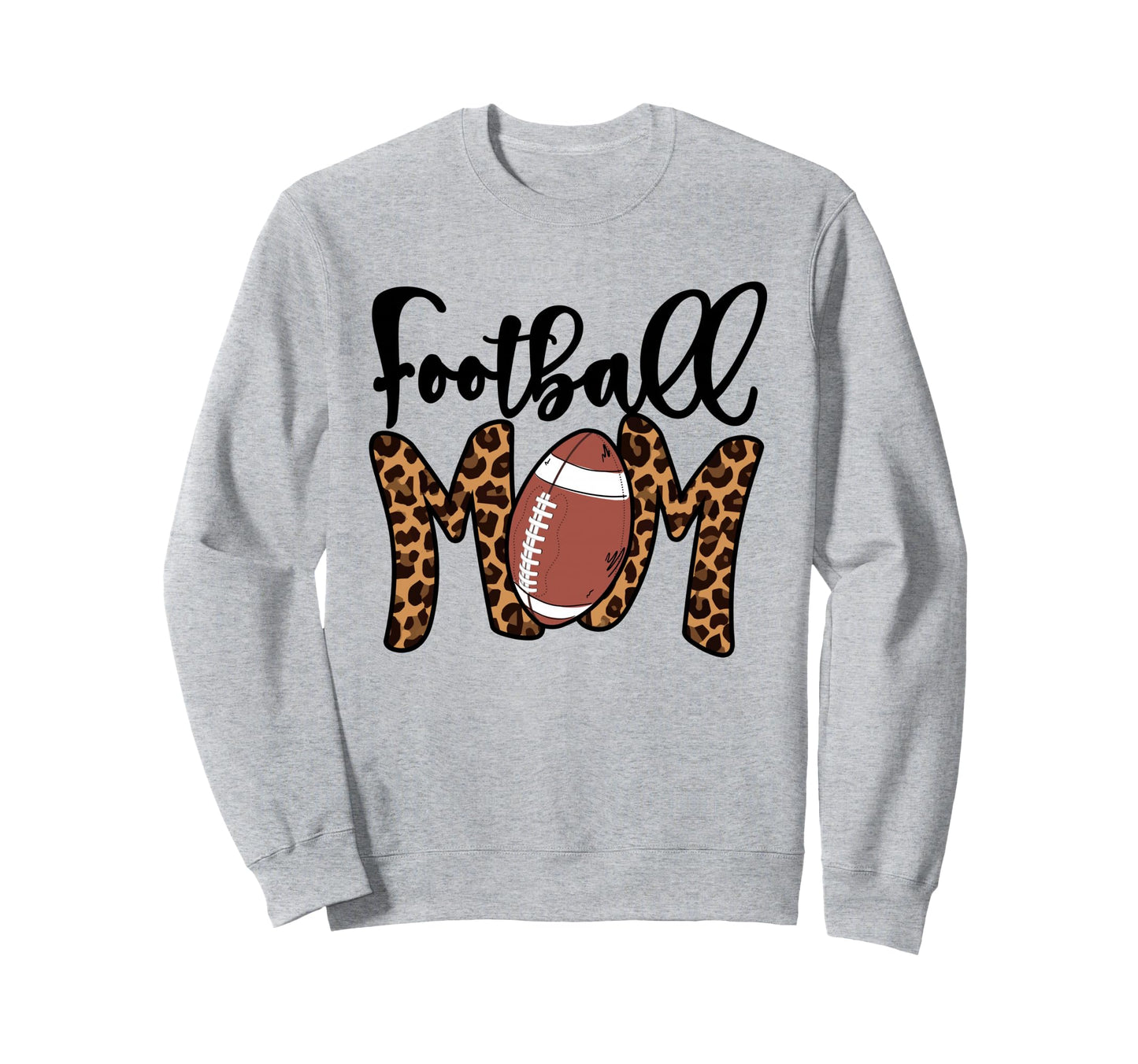 Football Mom Leopard American Sweatshirt - Fun Novelty Design Men Women - T-Shirt, Sweatshirt, Hoodie