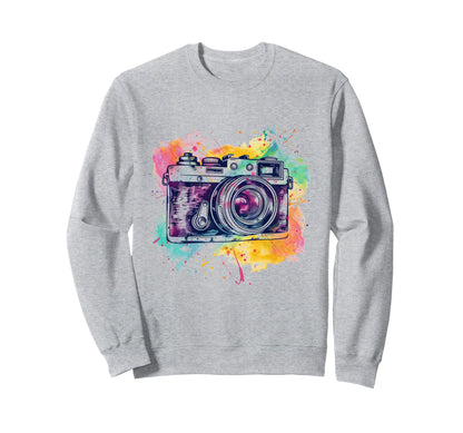 Photographer Camera Watercolor Sweatshirt - Novelty Apparel for Adults - T-Shirt, Sweatshirt, Hoodie