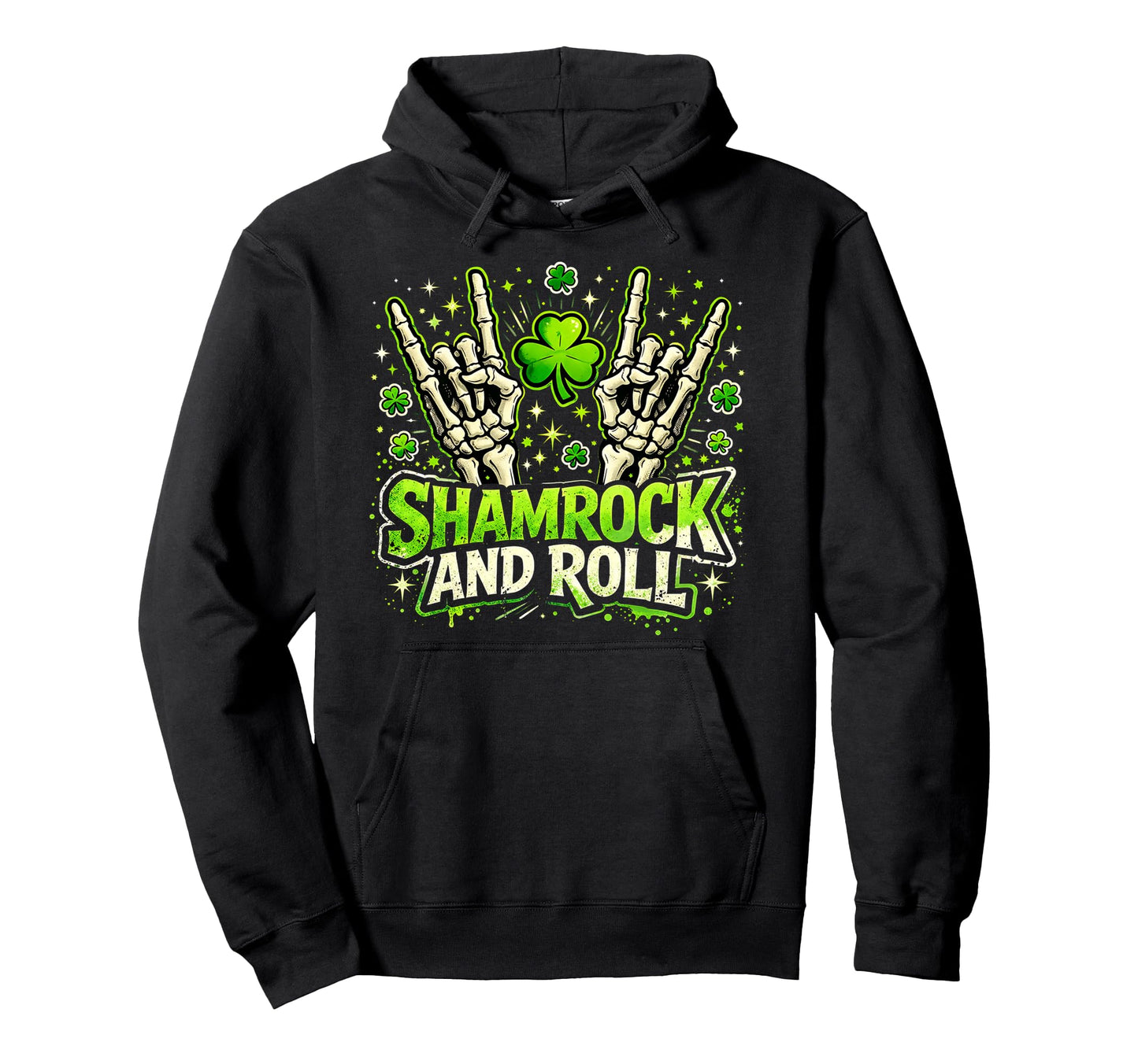 Shamrock And Roll St Patrick Day Rock Hoodie - Custom Art Print Men Women - T-Shirt, Sweatshirt, Hoodie