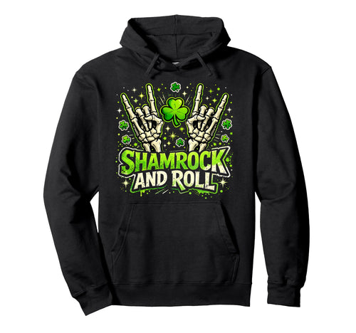 Shamrock And Roll St Patrick Day Rock Hoodie - Custom Art Print Men Women - T-Shirt, Sweatshirt, Hoodie