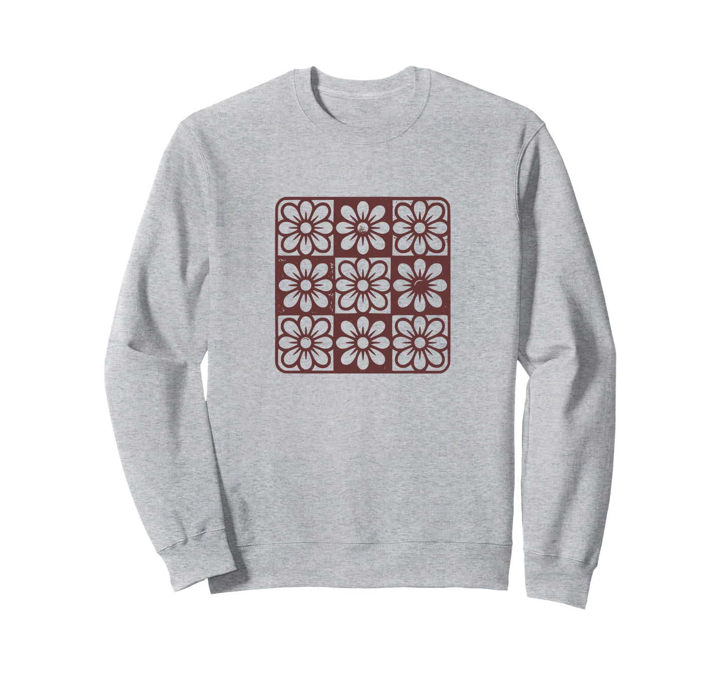 Floral Grid Boho Distressed Flower Sweatshirt - Trendy Graphic Men Women - T-Shirt, Sweatshirt, Hoodie