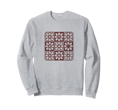 Floral Grid Boho Distressed Flower Sweatshirt - Trendy Graphic Men Women - T-Shirt, Sweatshirt, Hoodie