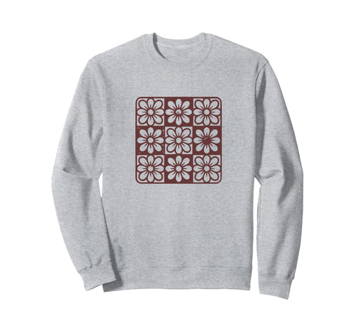 Floral Grid Boho Distressed Flower Sweatshirt - Trendy Graphic Men Women - T-Shirt, Sweatshirt, Hoodie