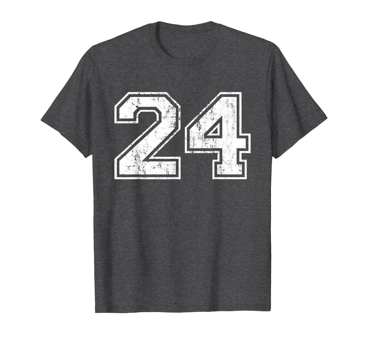 Number 24 Varsity Distressed Sports Team T-Shirt - Minimalist Print Unisex - T-Shirt, Sweatshirt, Hoodie