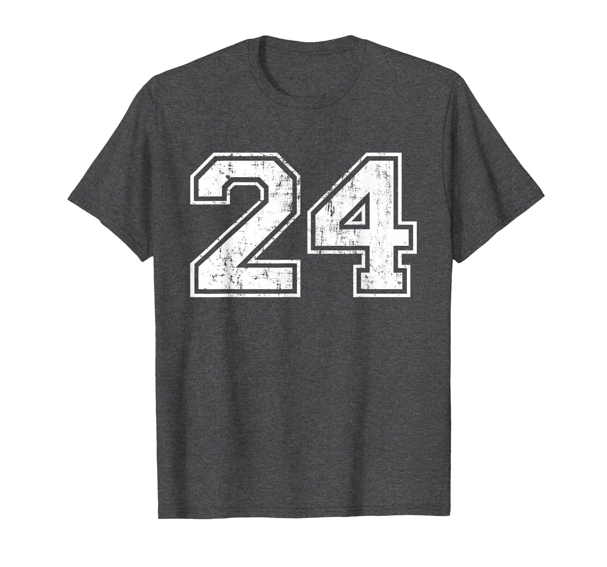 Number 24 Varsity Distressed Sports Team T-Shirt - Minimalist Print Unisex - T-Shirt, Sweatshirt, Hoodie