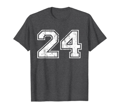 Number 24 Varsity Distressed Sports Team T-Shirt - Minimalist Print Unisex - T-Shirt, Sweatshirt, Hoodie