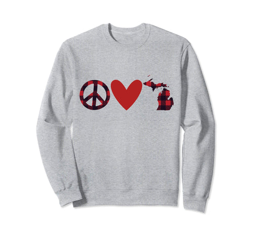 Buffalo Check Plaid Peace Love Sweatshirt - Minimalist Print for Adults - T-Shirt, Sweatshirt, Hoodie