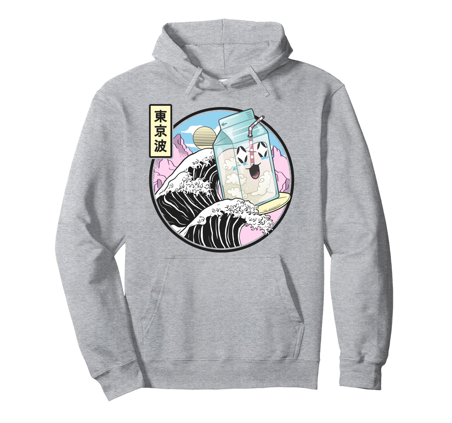 Surfing Milk Carton Kanagawa Wave Hoodie - Graphic Print for Adults - T-Shirt, Sweatshirt, Hoodie