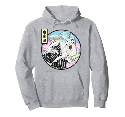 Surfing Milk Carton Kanagawa Wave Hoodie - Graphic Print for Adults - T-Shirt, Sweatshirt, Hoodie