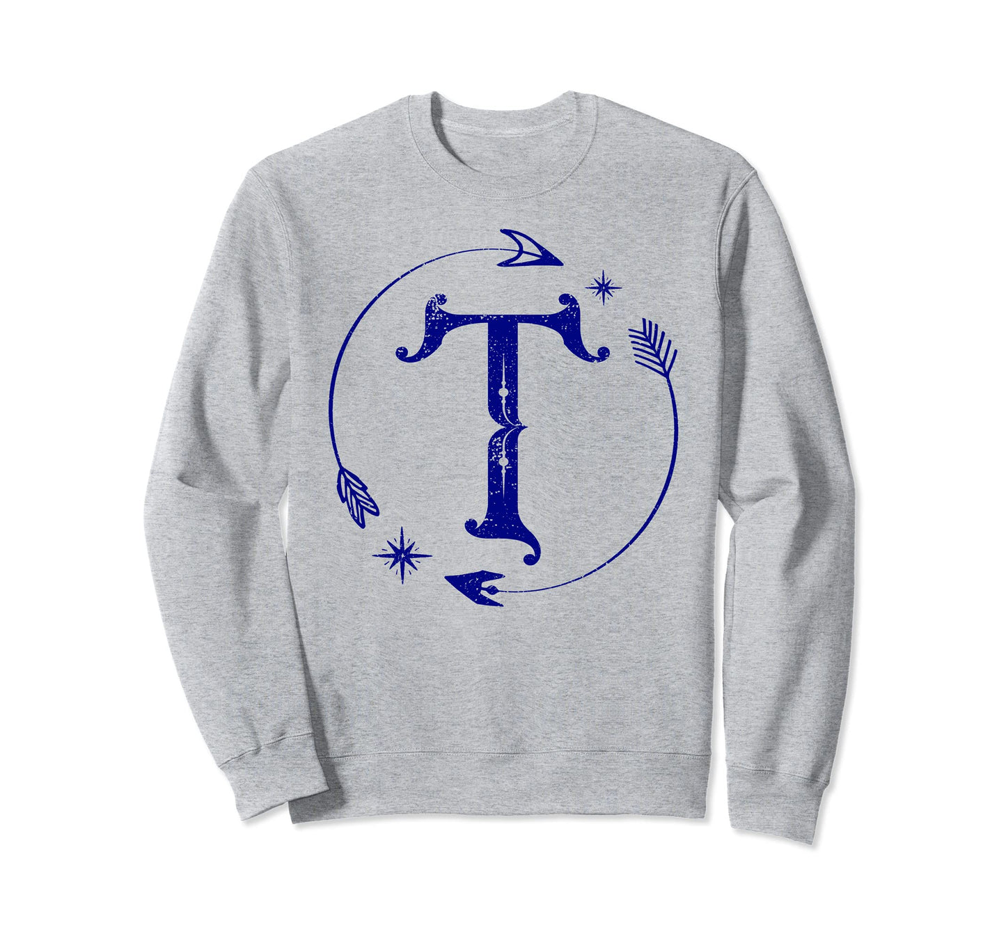 Initial T Monogram Boho Name Sweatshirt - Casual Everyday Wear Men Women - T-Shirt, Sweatshirt, Hoodie