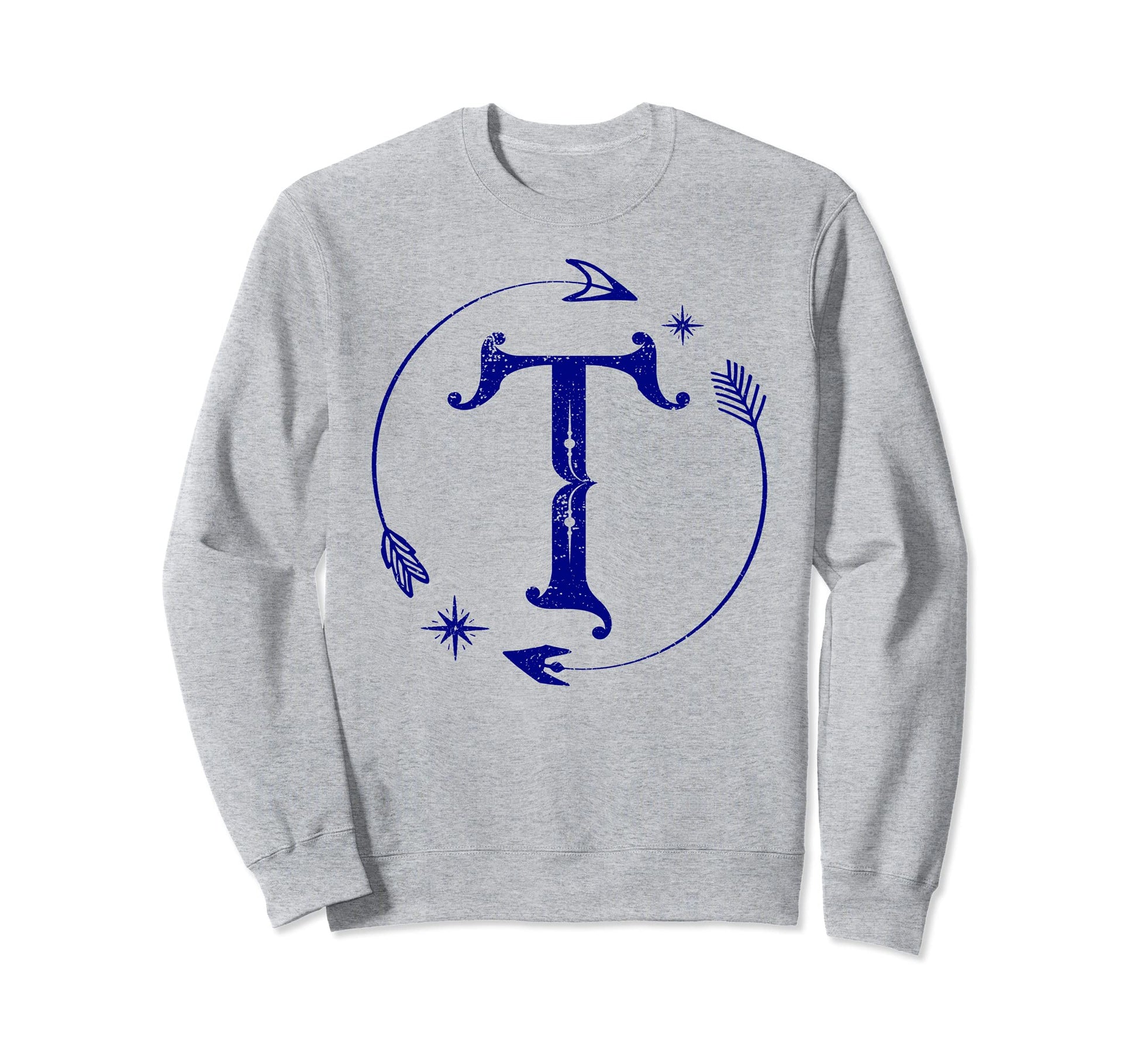 Initial T Monogram Boho Name Sweatshirt - Casual Everyday Wear Men Women - T-Shirt, Sweatshirt, Hoodie