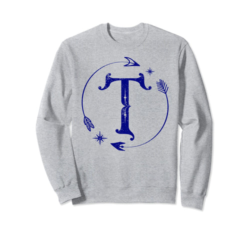 Initial T Monogram Boho Name Sweatshirt - Casual Everyday Wear Men Women - T-Shirt, Sweatshirt, Hoodie