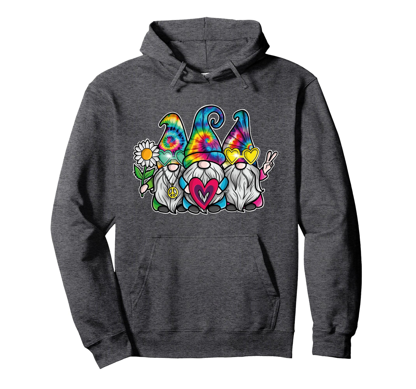 Hippie Gnomes Groovy Tie Dye Rainbow Hoodie - Trendy Graphic for Adults - T-Shirt, Sweatshirt, Hoodie
